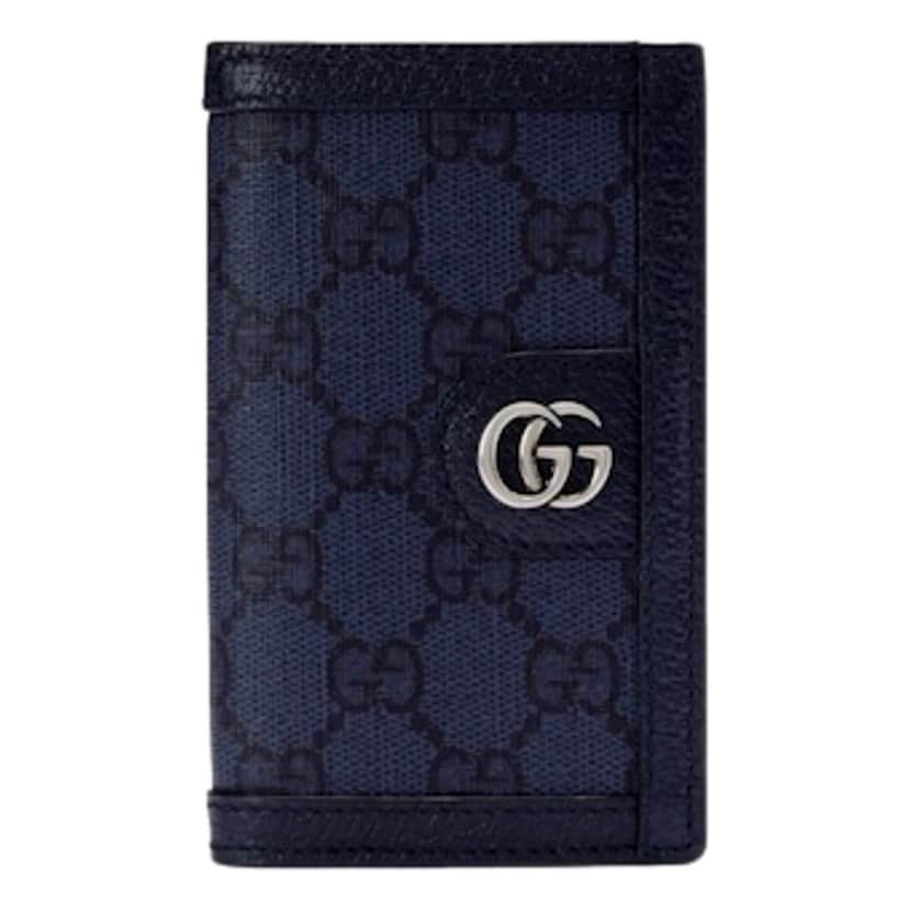 Gucci Gucci Ophidia Navy Blue Supreme Bifold Card Case Wallet Blue Leather Never worn - Front View