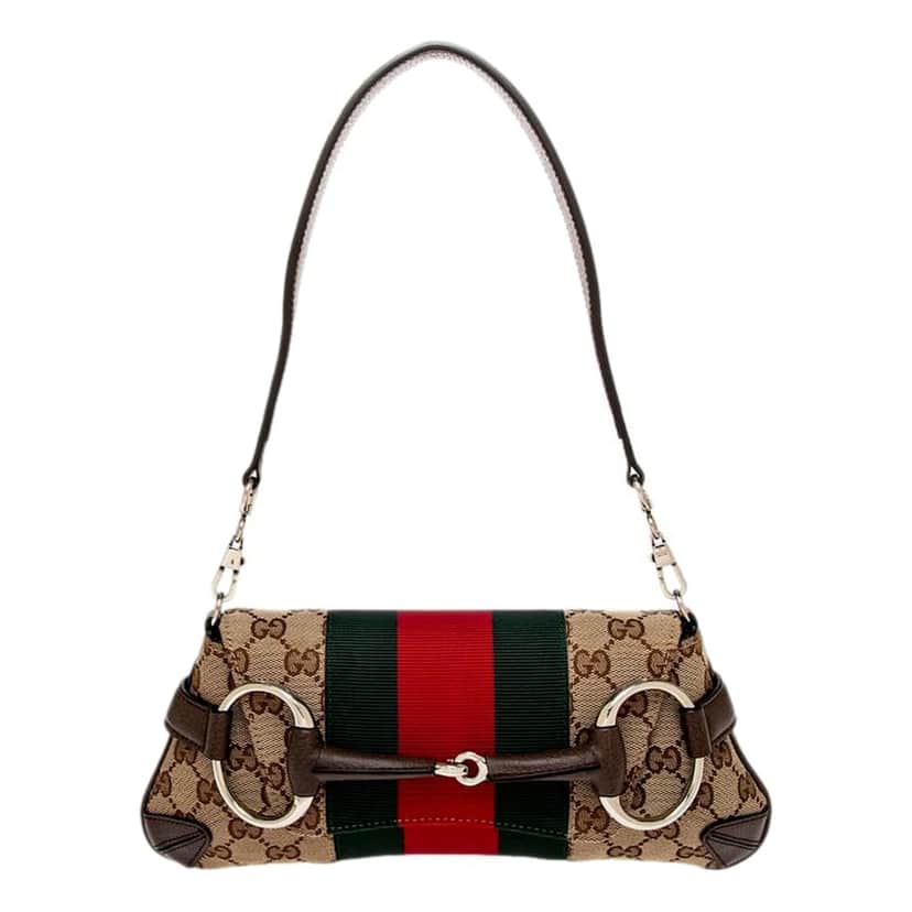 Gucci Gucci Horsebit Supreme Canvas Web Stripe Small Chain Shoulder Bag Brown Leather Never worn - Front View