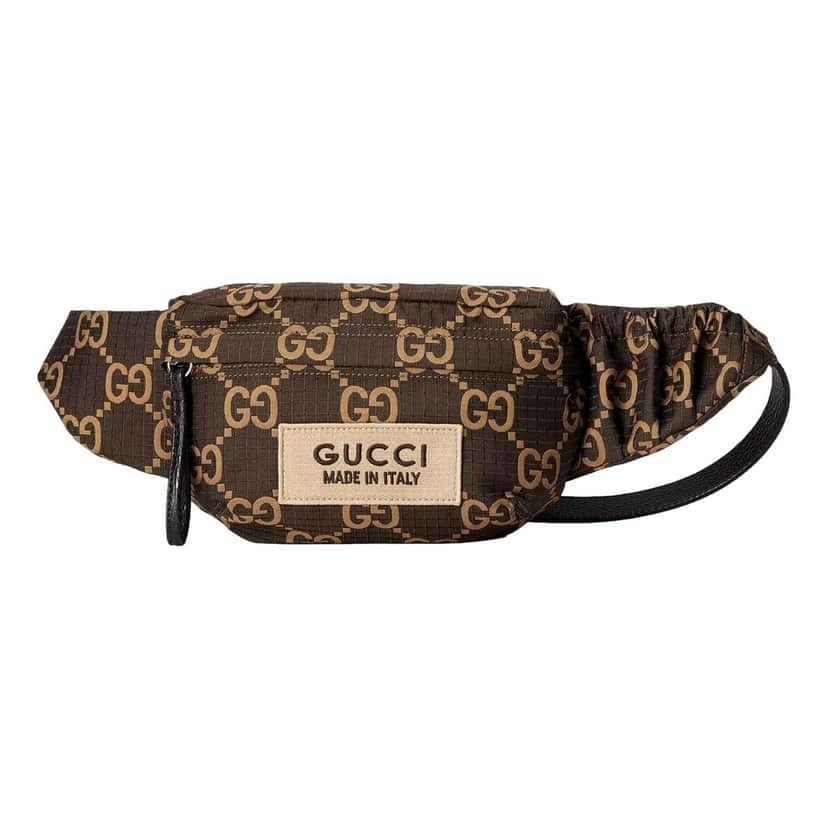 Gucci Gucci GG Ripstop Waist Bag Beige Brown Recycled Fabric Belt Bag Beige Leather Never worn - Front View