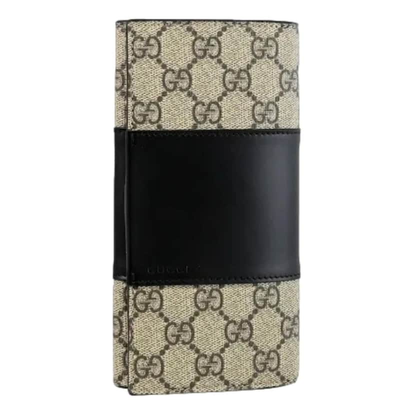 Gucci Gucci GG Supreme Canvas Leather Long Wallet Brown Canvas Never worn - Front View