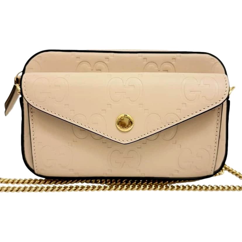 Gucci Gucci Gilbert Calfskin Mini Envelope Beige Crossbody Bag Beige Leather Never worn - Front View