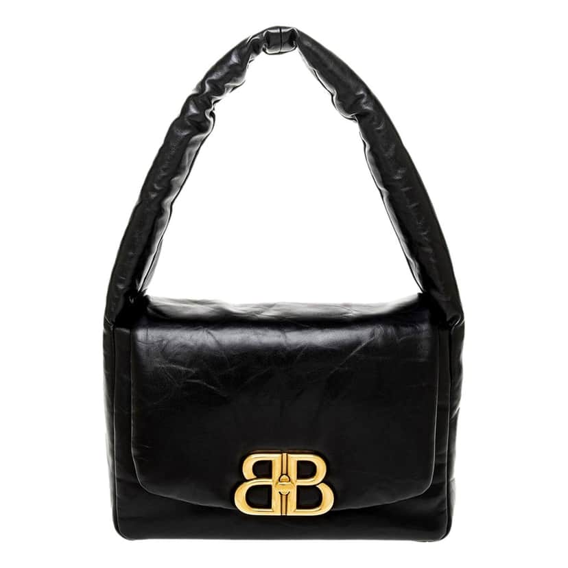 Balenciaga Balenciaga Monaco Soft Nappa Leather Shoulder Bag Black Gold Hardware Black Leather Never worn - Front View