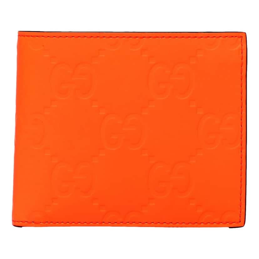 Gucci Gucci GG Rubber Effect Neon Orange Guccissima Leather Bifold Wallet Orange Leather Good condition - Front View