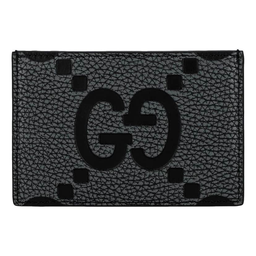 Gucci Gucci Jumbo GG Gray Leather Card Holder Wallet Embossed Logo Other Leather Never worn - Front View