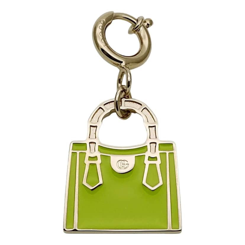 Gucci Gucci Bamboo Diana Metal Green Enamel Keychain Bag Charm Green Good condition - Front View