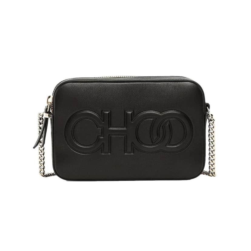 Jimmy Choo Jimmy Choo Balti Camera Crossbody Bag Black Embossed Leather Chain Strap Black Leather Never worn - Front View