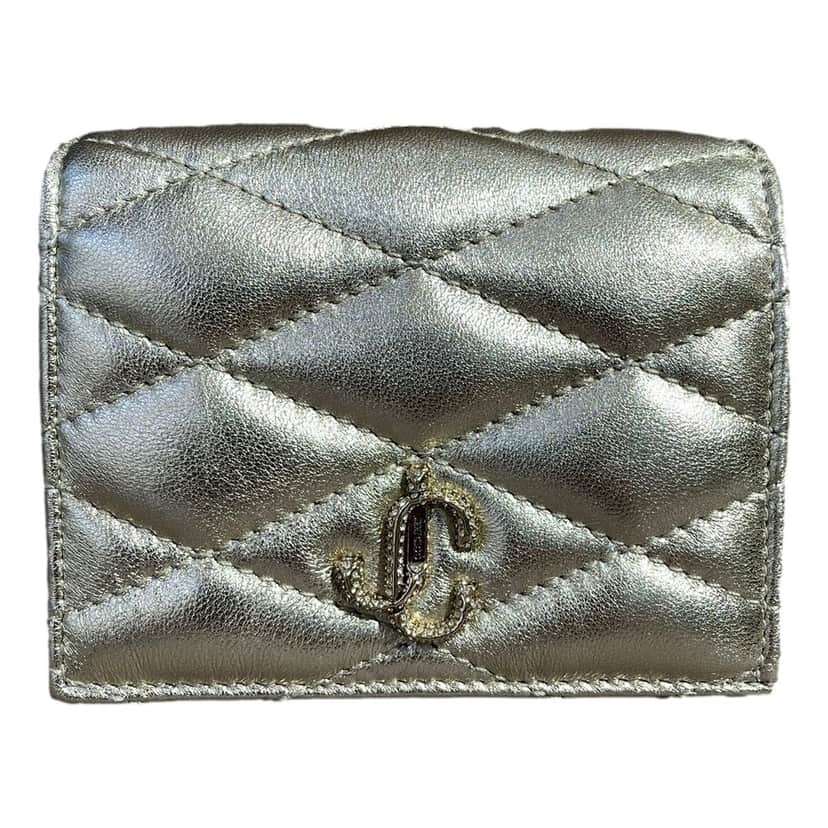 Jimmy Choo Jimmy Choo Farone Champagne Metallic Leather Card Case Wallet Gold Leather Never worn - Front View
