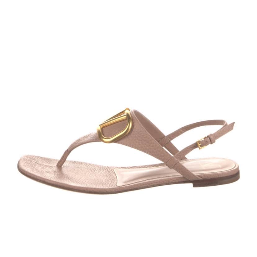 Valentino Garavani VLogo Nude Sandals Beige Leather Very good condition - Front View