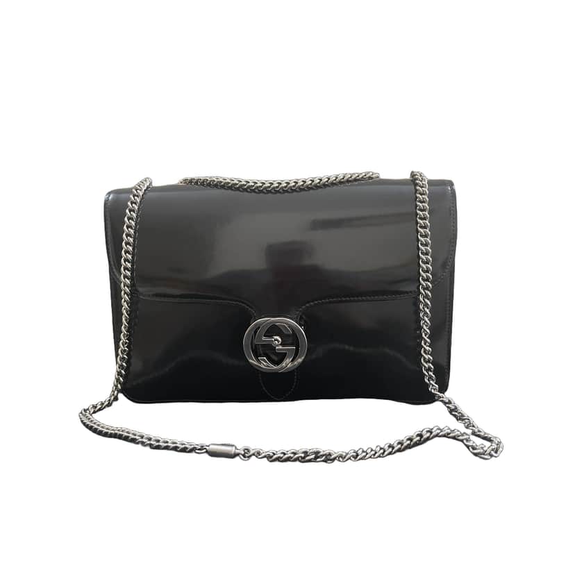 Gucci Patent Leather Interlocking Bag