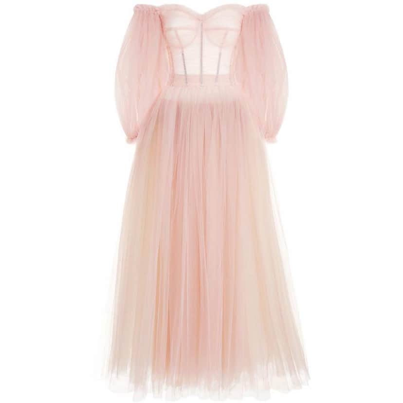 Dolce & Gabbana Corset Off Shoulder Gown Pink Never worn, with tag - Front View