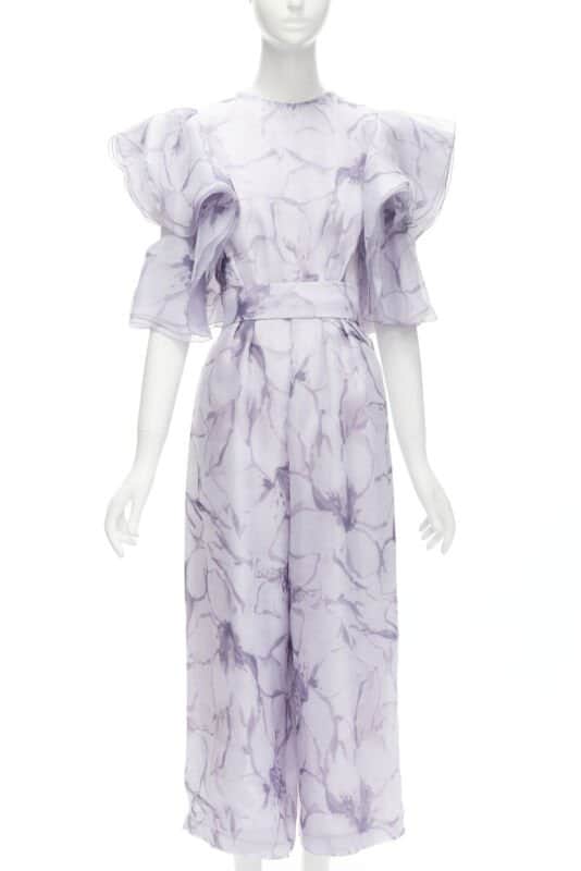 متعددة Purple Ruffled Jumpsuit Purple Polyester Never worn - Front View