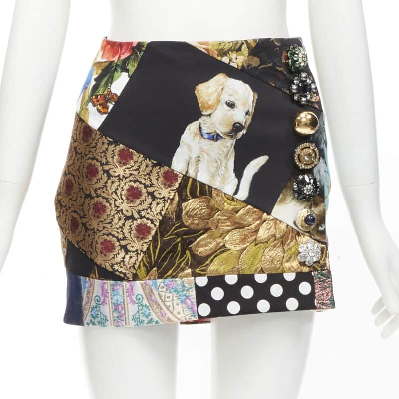 Dolce & Gabbana Dog Patchwork Skirt MultiColor Polyester Very good condition - Front View