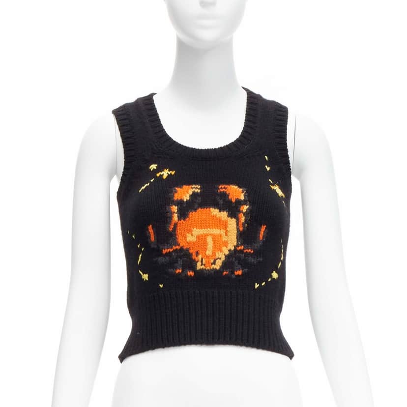 Christian Dior Zodiac Vest Black Wool Never worn - Front View