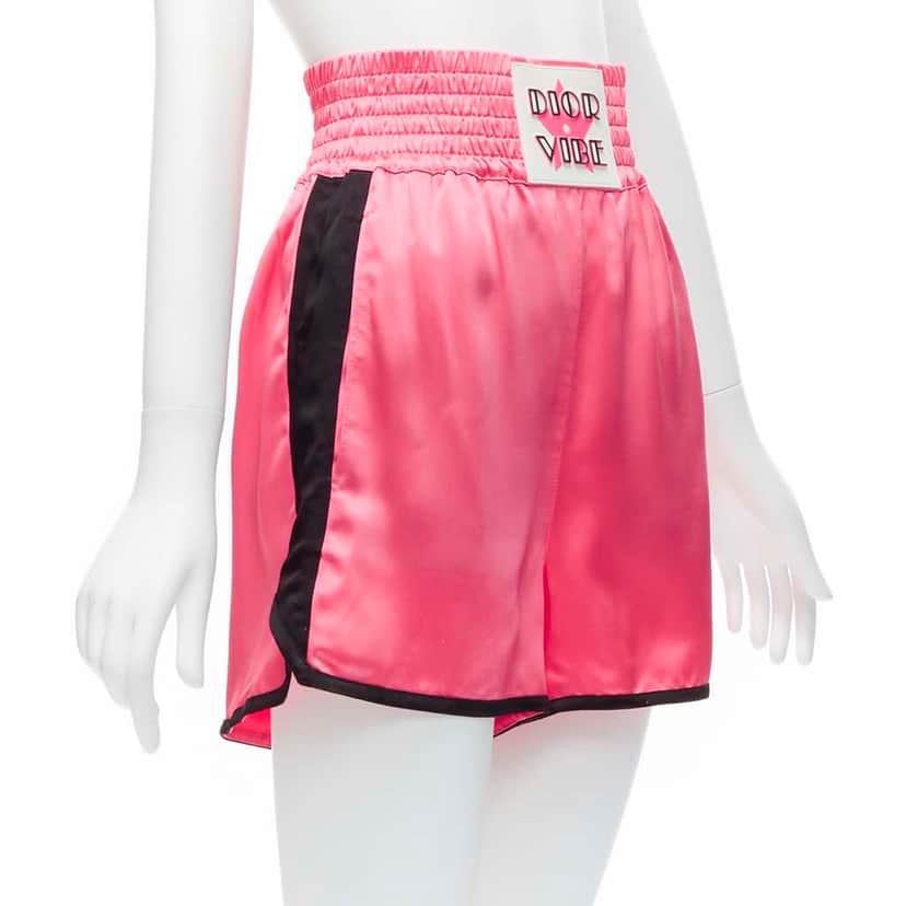 Christian Dior Boxing Satin Shorts Pink Viscose Never worn - Front View