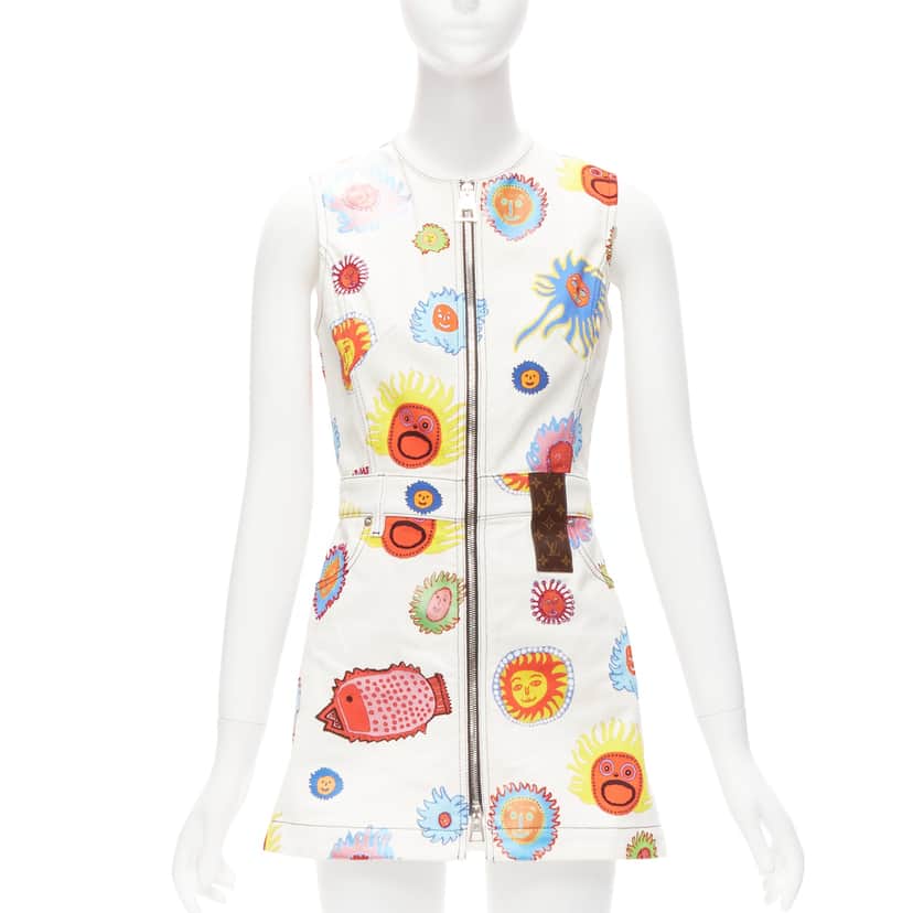 Louis Vuitton Kusama Zip Dress White Cotton Never worn - Front View