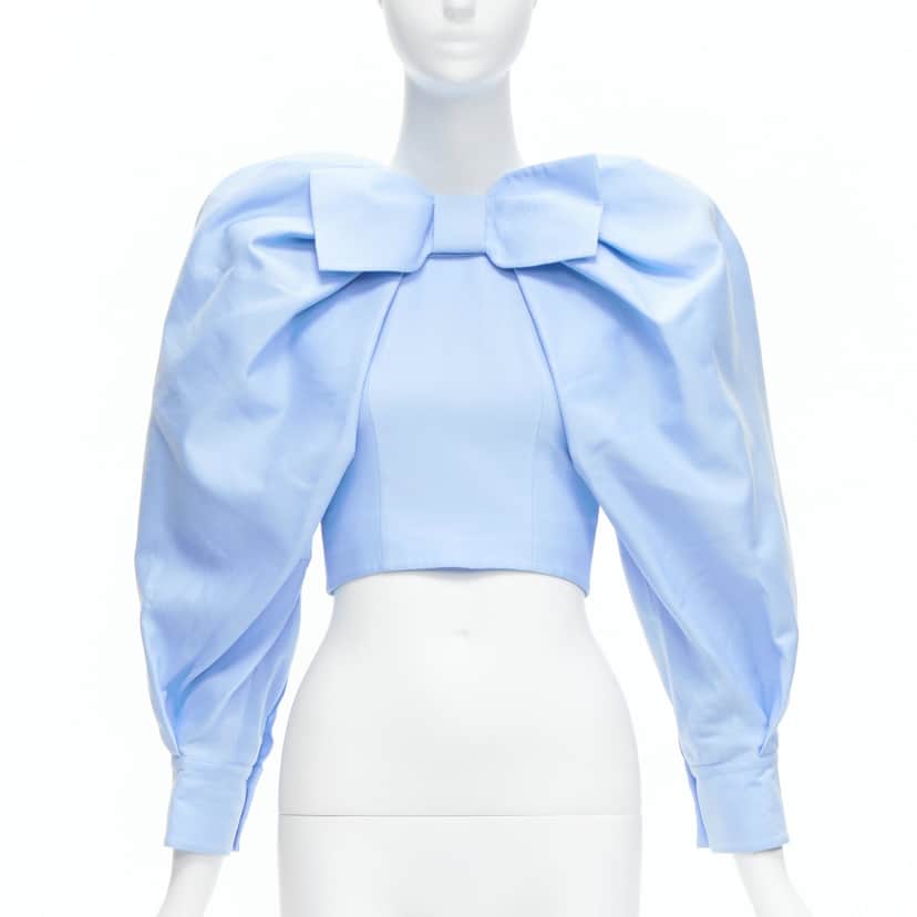 Shushu Tong Bow Puff Top Blue Cotton Very good condition - Front View