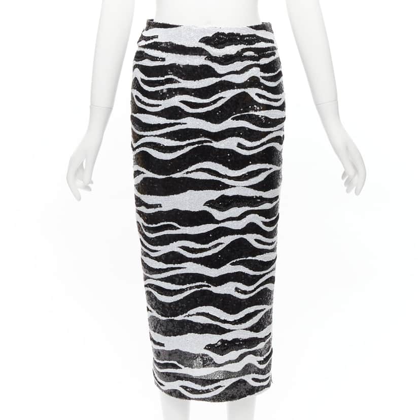 Dolce & Gabbana Zebra Lace Skirt Black Polyester Never worn - Front View