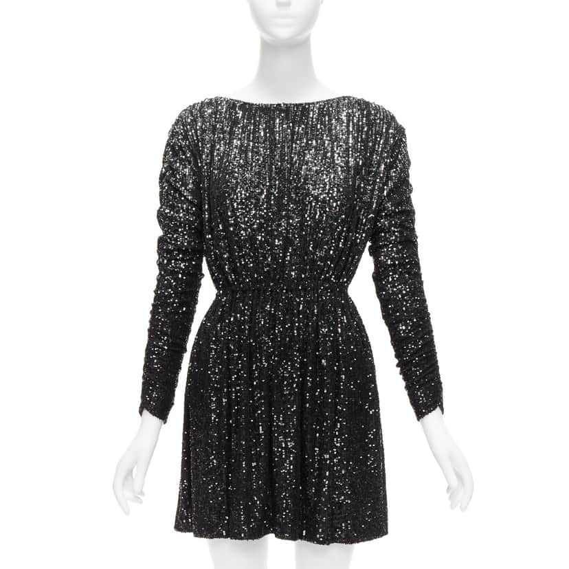 Saint Laurent Gradient Sequins Dress Black Polyamide Never worn - Front View
