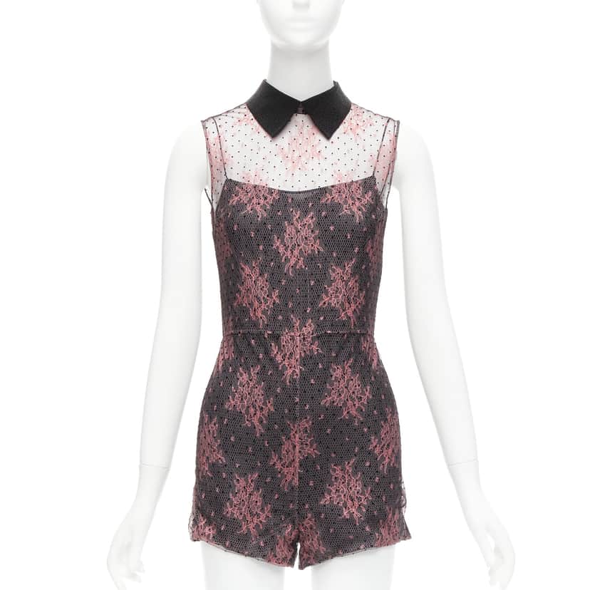 Dior Pink Lace Playsuit Pink Polyester Never worn - Front View