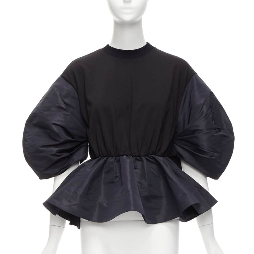 Alexander McQueen Round Puff Top Black Cotton Never worn - Front View