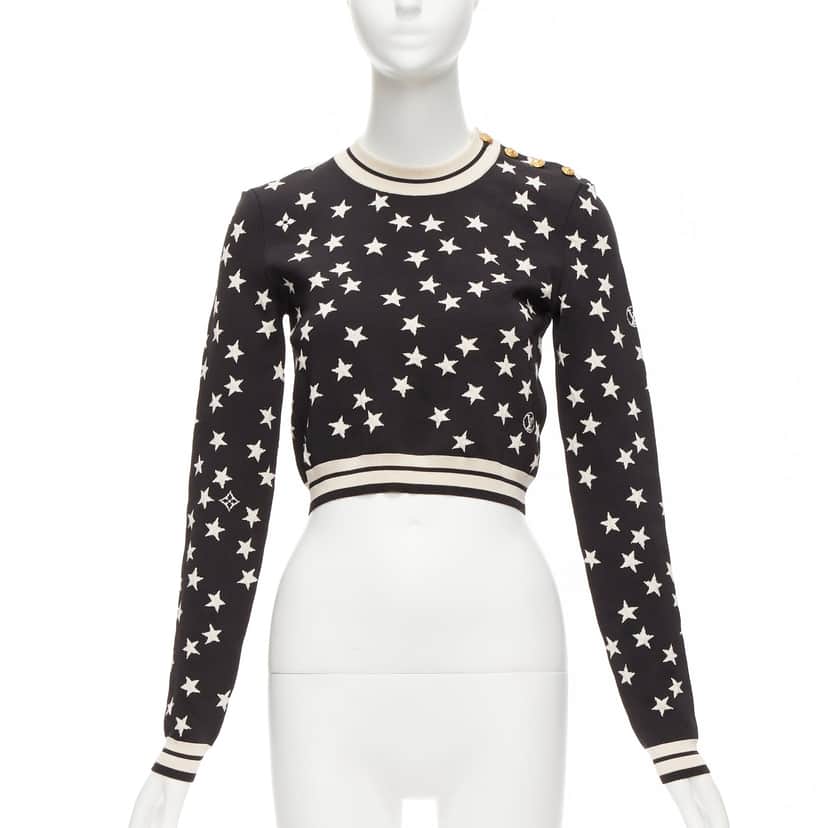 Louis Vuitton Star LV Crop Sweater Black Silk Never worn - Front View