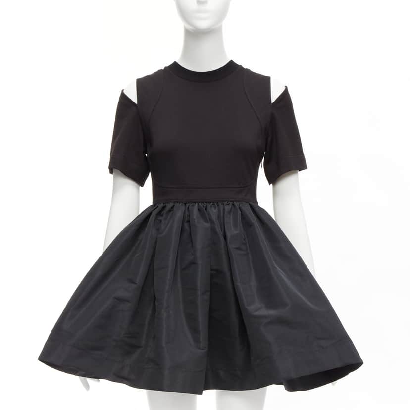 Alexander McQueen Cold Shoulder Dress Black Cotton Never worn - Front View