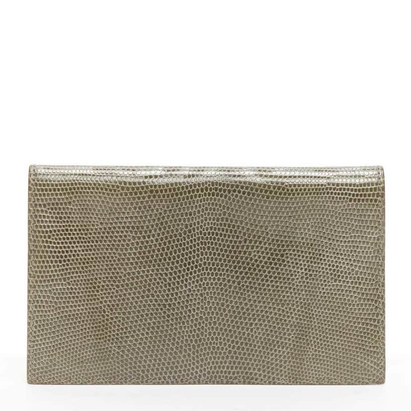 Hermès Scaled Leather Wallet Grey Leather Never worn - Front View