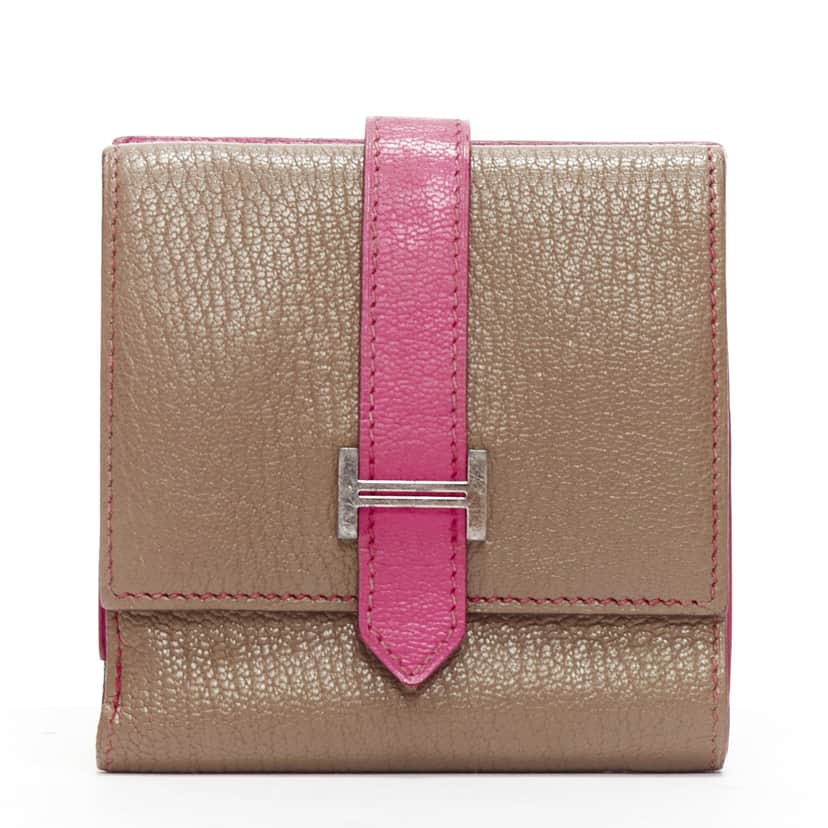 Hermès Bearn Pink Leather Fair condition - Front View