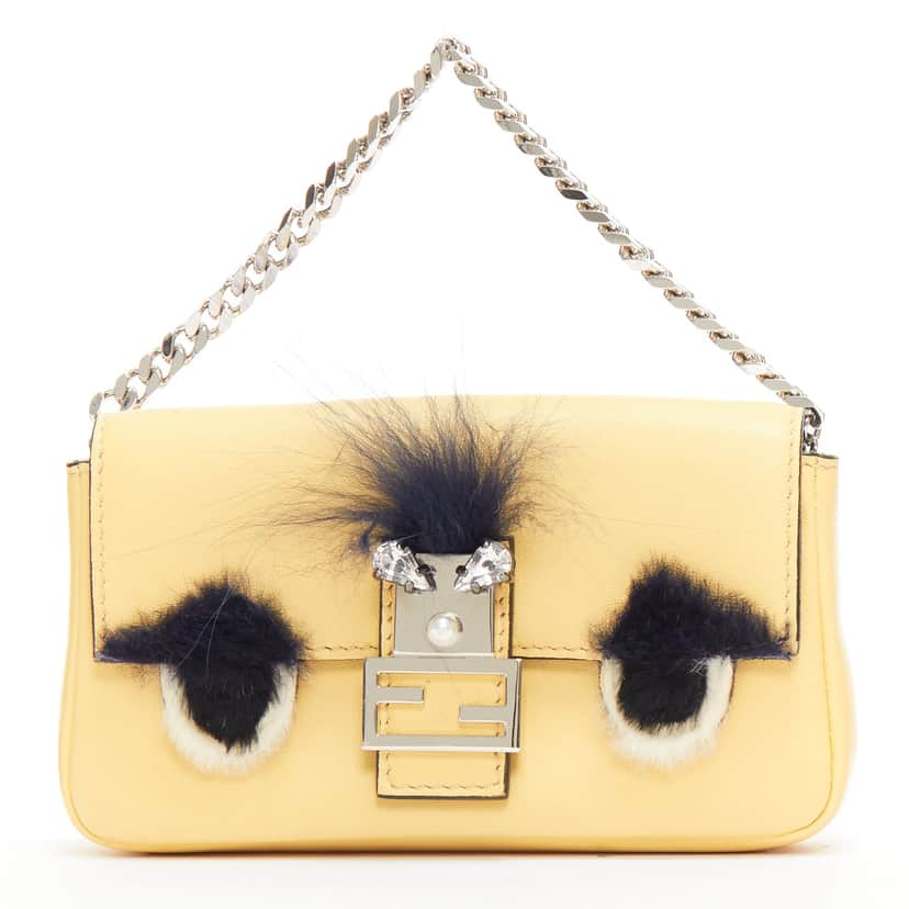 Fendi Micro Baguette Yellow Leather Good condition - Front View