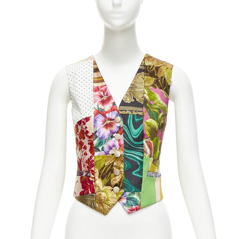 Dolce & Gabbana Floral Brocade Vest MultiColor Polyester Never worn - Front View
