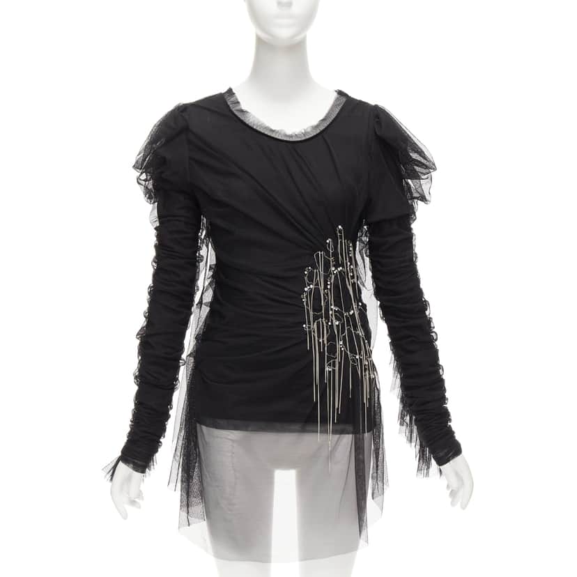 Faith Connexion Mesh Chain Top Black Viscose Never worn - Front View