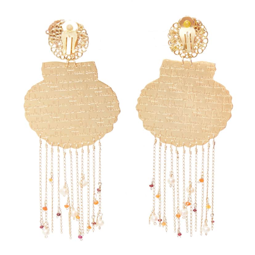 Mercedes Salazar Shell Tassel Earrings Gold Metal Very good condition - Front View