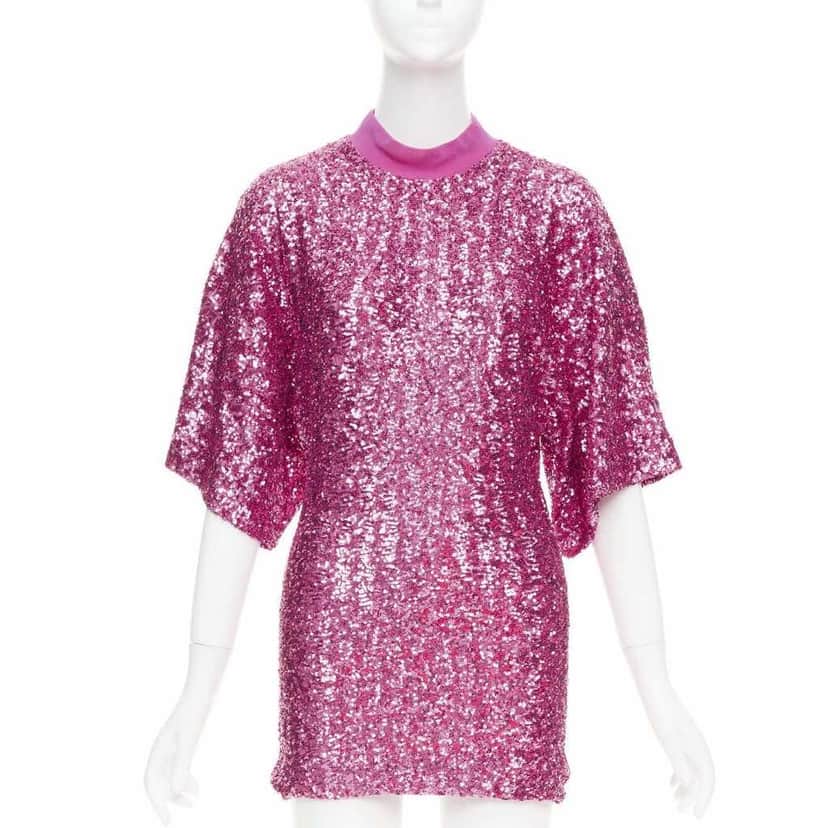 ATTICO Sequin Crew Dress Pink Polyester Very good condition - Front View