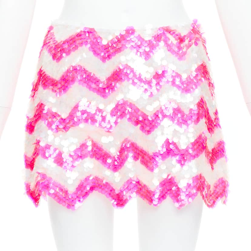 Ashish Chevron Sequin Skirt Pink Viscose Very good condition - Front View