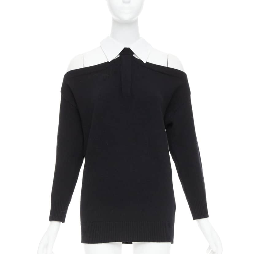 Valentino Cold Shoulder Sweater Black Wool Very good condition - Front View