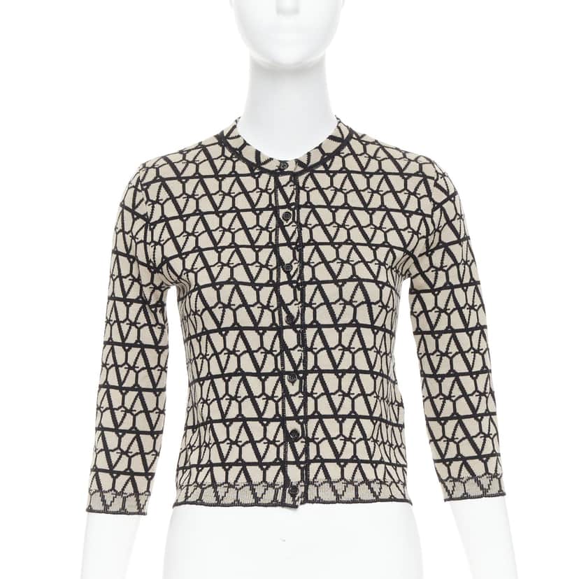 Valentino Iconographe Cardigan Beige Wool Very good condition - Front View