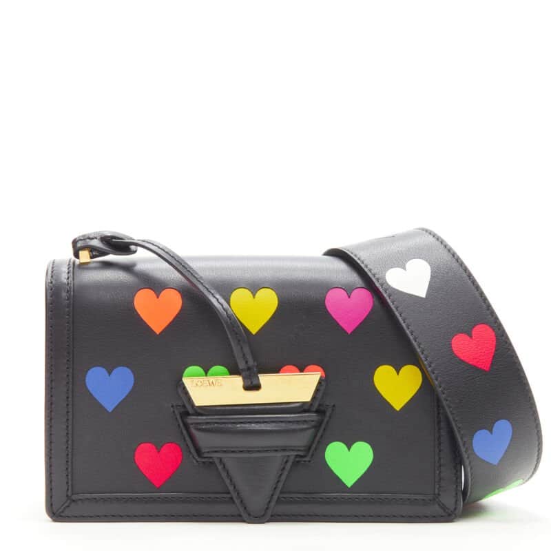 Loewe Heart Print Crossbody Black Leather Very good condition - Front View