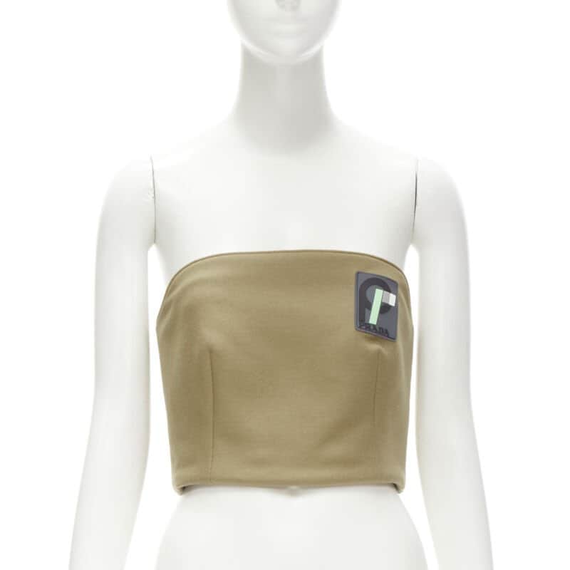 Prada Rubber Badge Bustier Brown Wool Never worn - Front View