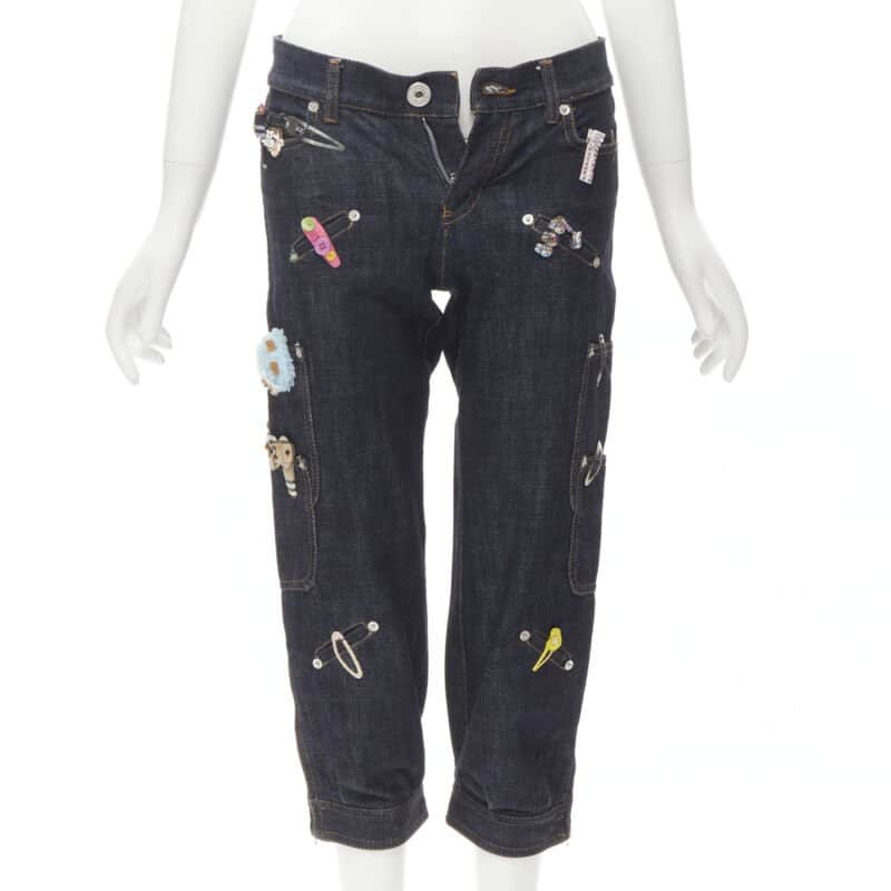 Moschino Denim Embroidered Jeans Blue Very good condition - Front View