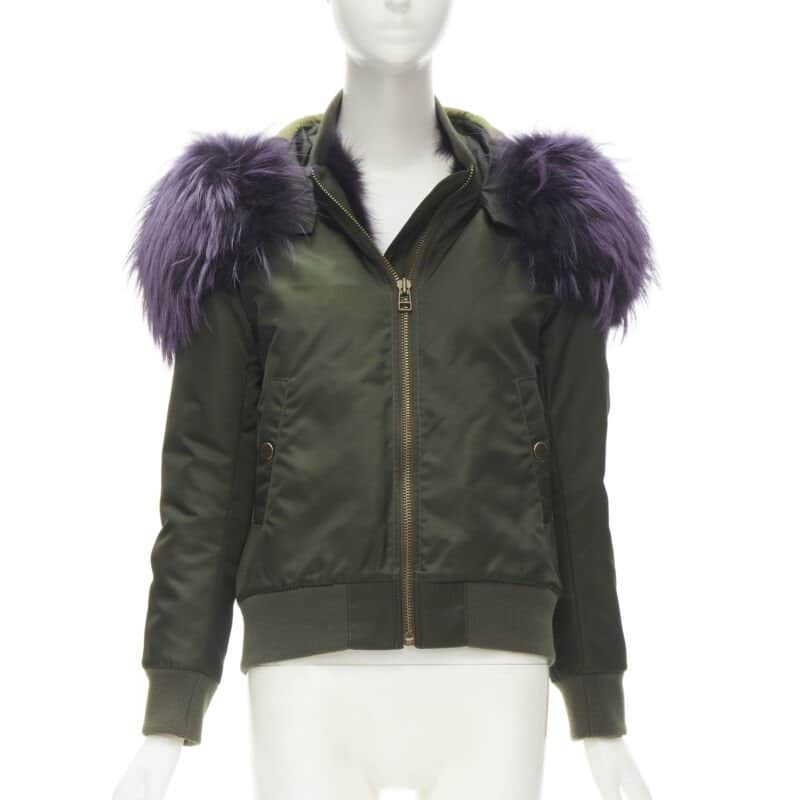 Mr & Mrs Italy Green Purple Lined Bomber Green Never worn - Front View