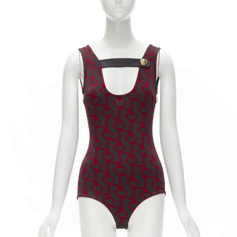 Prada Geometric Knit Bodysuit Red Polyester Very good condition - Front View