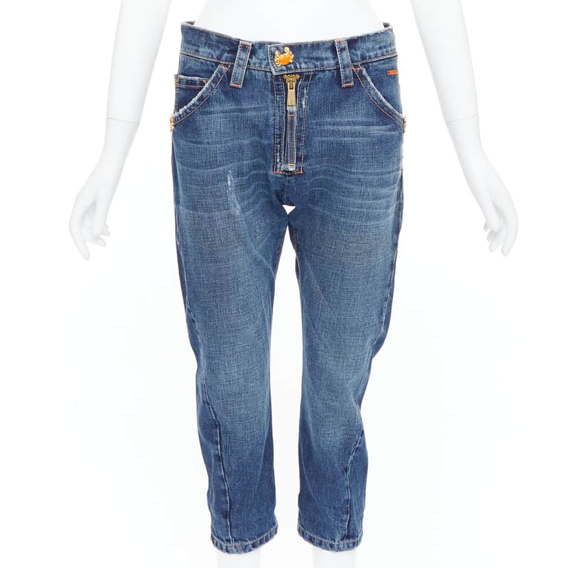 Dsquared2 Orange Cropped Jeans Blue Cotton Very good condition - Front View