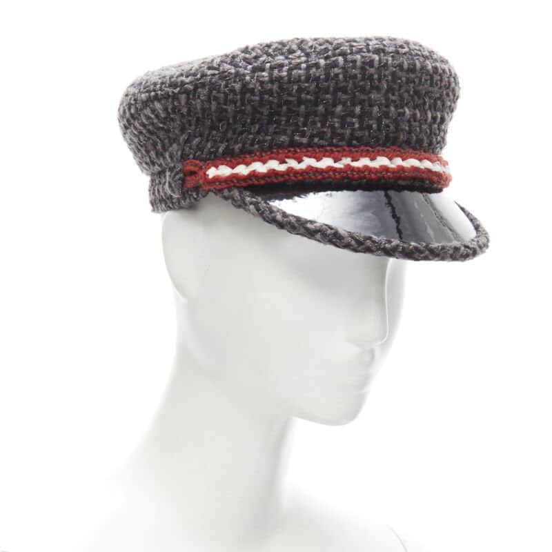Chanel Grey Tweed Sailor Hat Grey Never worn - Front View