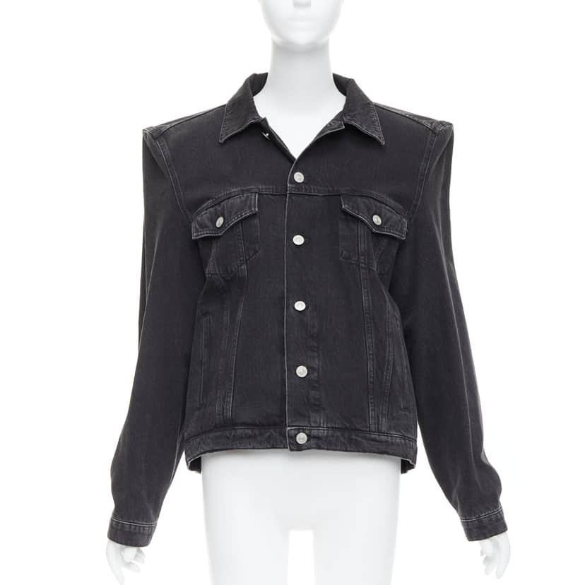 Balenciaga Grey Washed Denim Jacket Grey Cotton Never worn - Front View