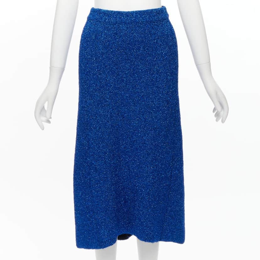 Balenciaga Metallic High Low Skirt Blue Polyester Never worn - Front View