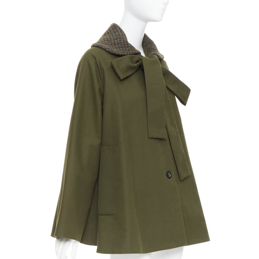 Loewe Green Tweed Swing Coat Green Cotton Very good condition - Front View