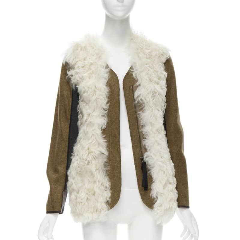 Marni Cream Shearling Winter Coat Beige Fur Never worn - Front View
