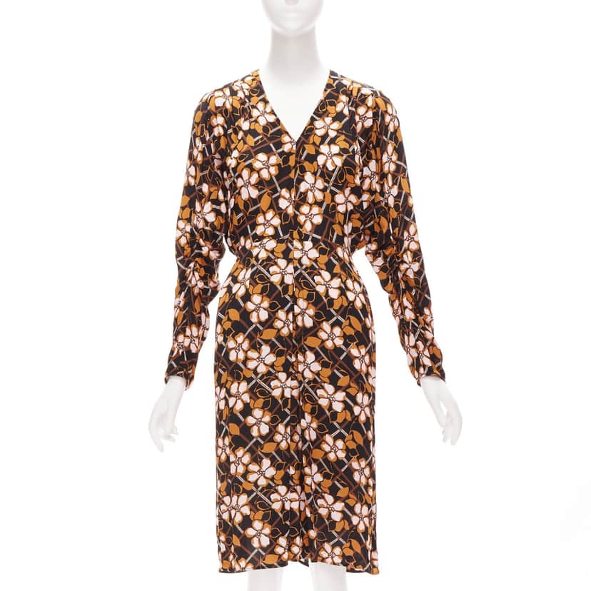 Marni Flower V-Neck Dress Pink Viscose Very good condition - Front View