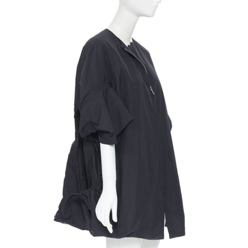 Yves Saint Laurent Black Nylon Cocoon Coat Black Polyester Very good condition - Front View