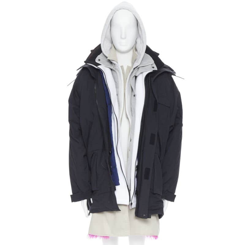 Balenciaga Pink Fur Layered Parka Black Never worn, with tag - Front View